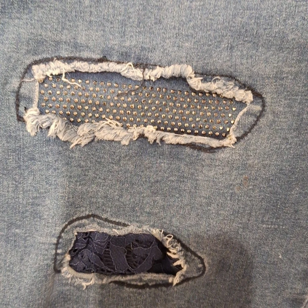 Q women's Ethyl Clothing blue stretch denim capris size 14 - Picture 2 of 6